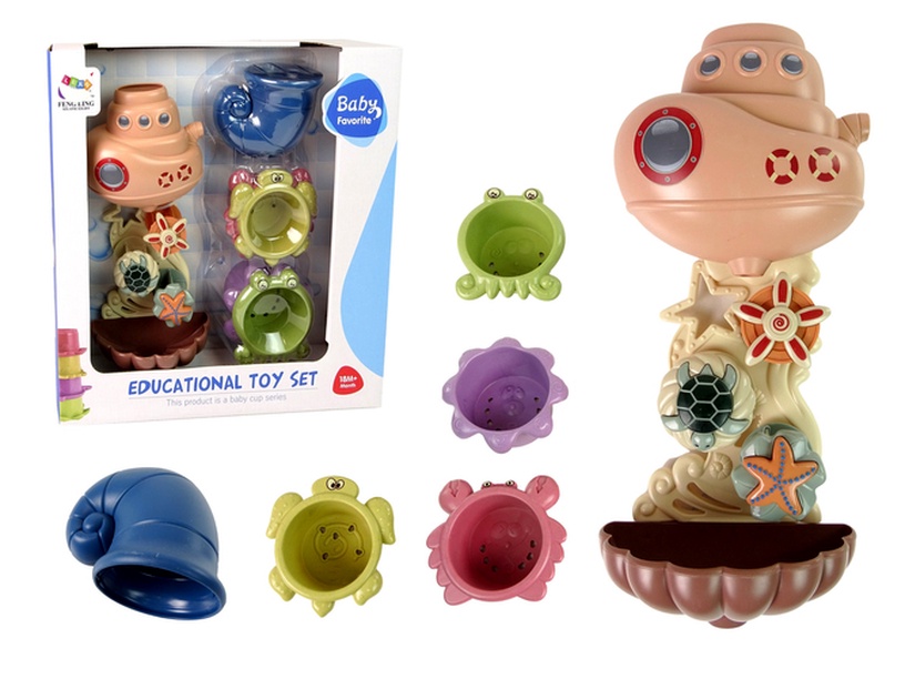 Vannitoa mänguasjade komplekt Lean Toys Sea Animals & Ship 12234, pruun