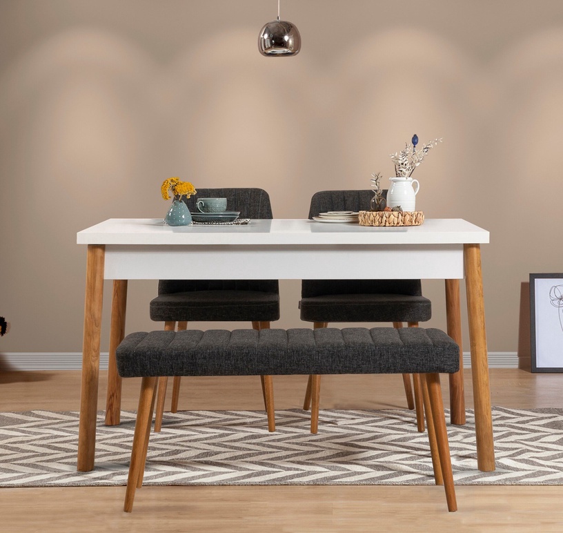 Обеденный комплект Kalune Design Costa 1053 - 3 AB, белый/сосна/антрацит