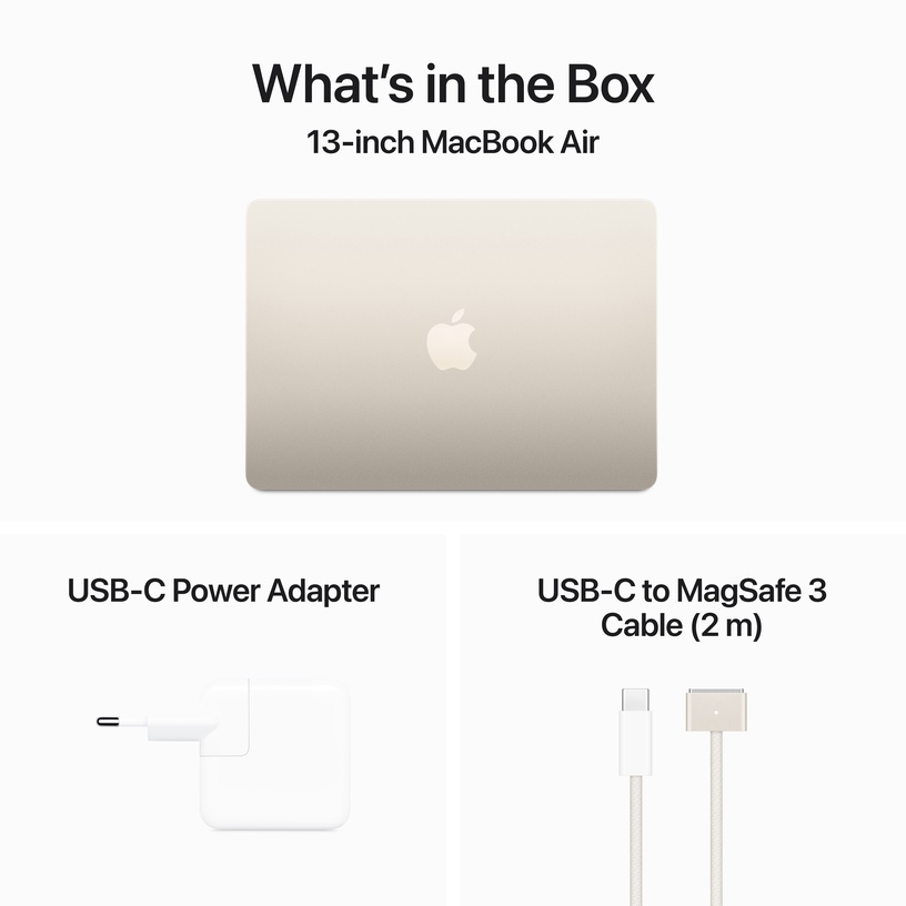 Sülearvuti Apple MacBook Air, Apple M3, 8 GB, 512 GB, 13.6 ", beež, inglise (int)