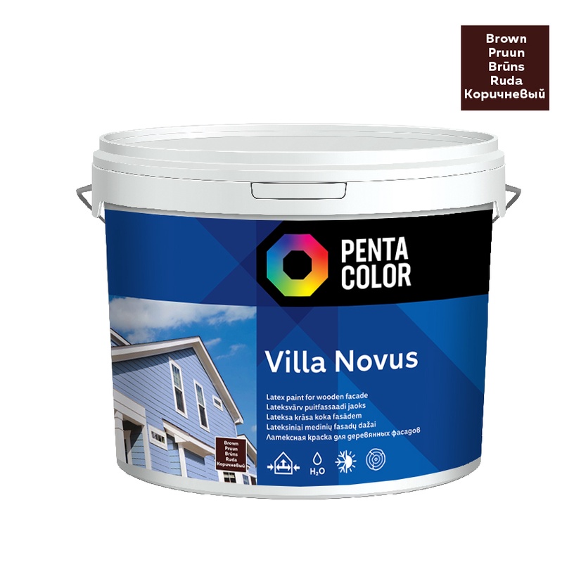 Fasāžu krāsa Pentacolor Villa Novus, brūna, 10 l