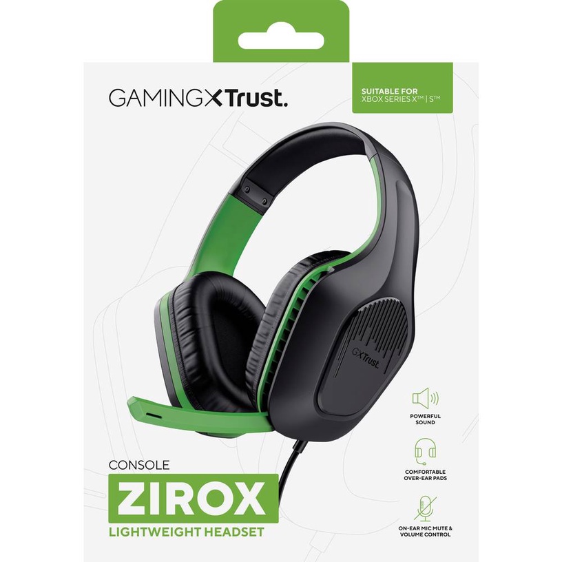 Проводные наушники Trust GTX 415 Zirox, черный/зеленый