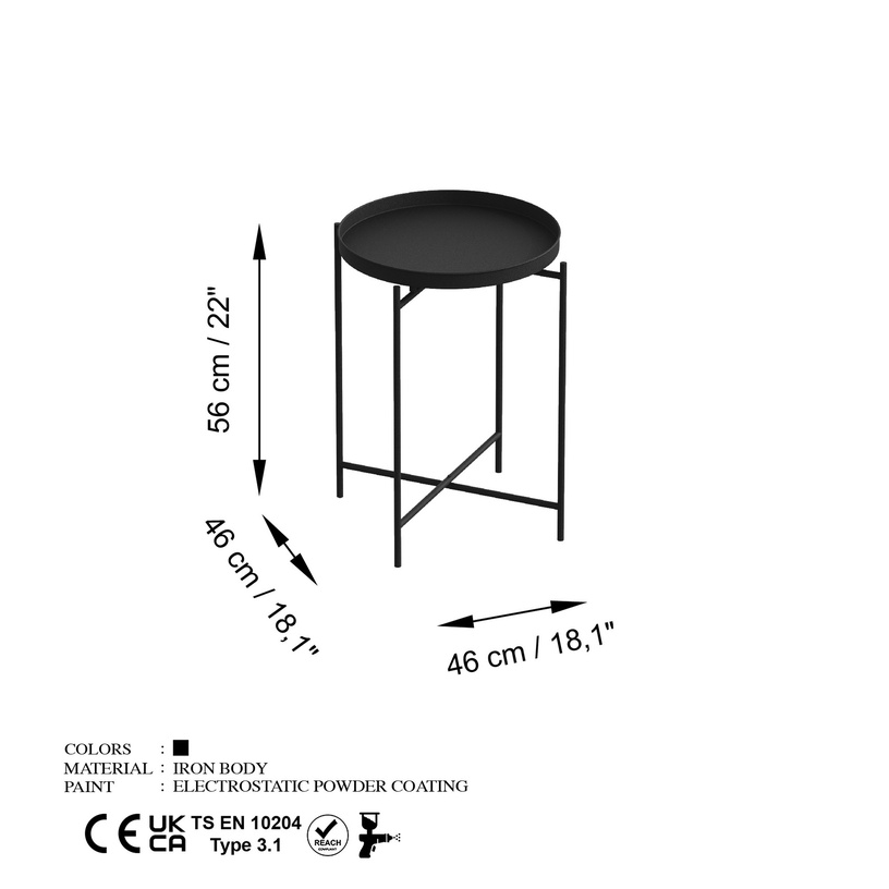 Журнальный столик Kalune Design SHB-007, черный, 46 см x 46 см x 56 см