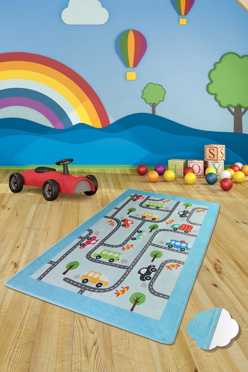 Paklājs Conceptum Hypnose Baby Cars 876CHL1065, daudzkrāsaina, 160 cm x 100 cm