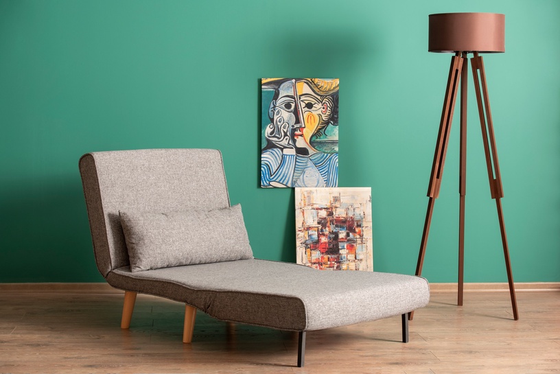 Dīvāns-gulta Hanah Home Folde Single 1-Seat, gaiši pelēka, 80 x 50 cm x 42 cm
