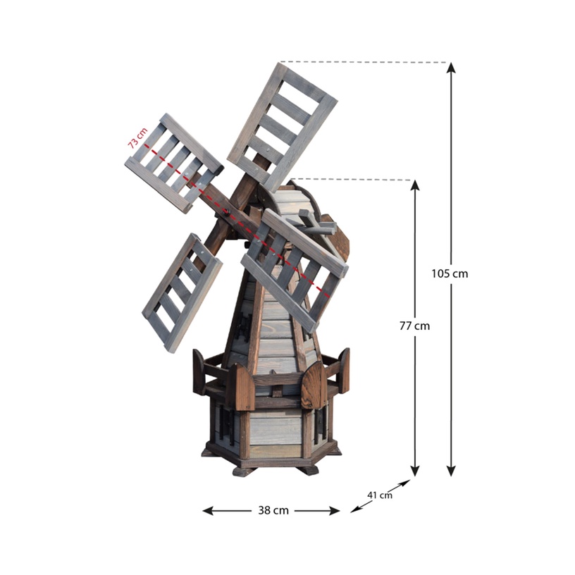 Dekoratsioon Windmill, 41 cm x 38 cm x 105 cm, hall