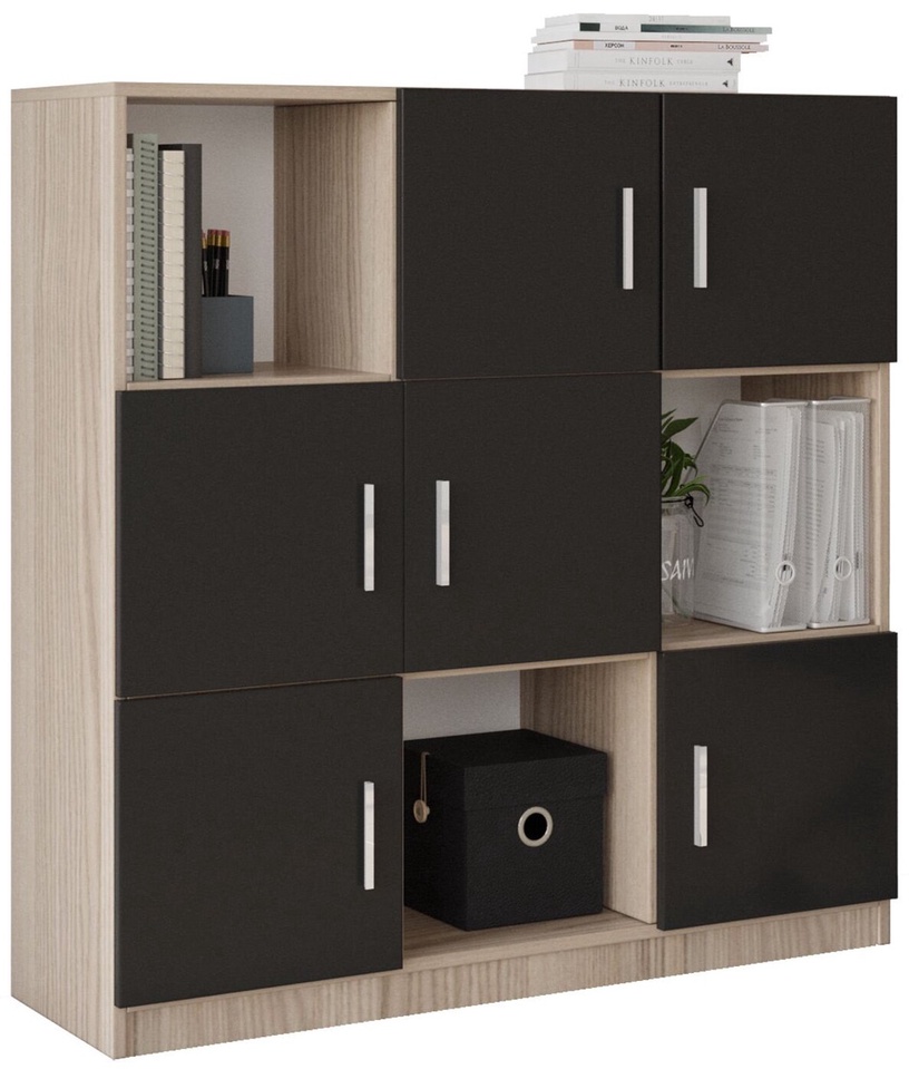 Шкафчики Kalune Design VO7 956LCS1518, дубовый/черный, 119.9 см x 73.6 см x 121.8 см