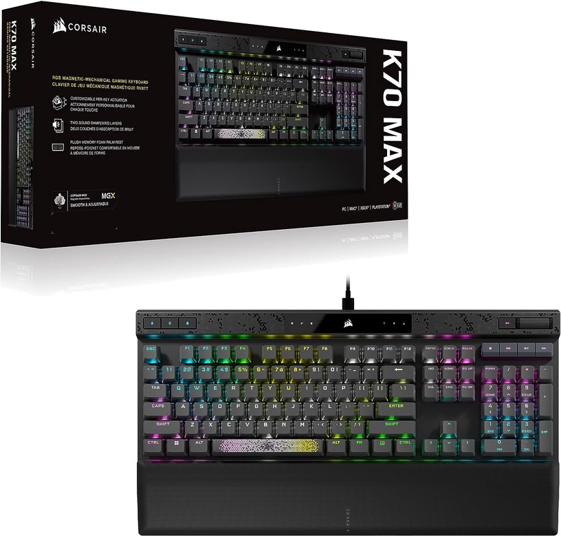 Клавиатура Corsair K70 MAX RGB Corsair MGX, Английский (US), черный