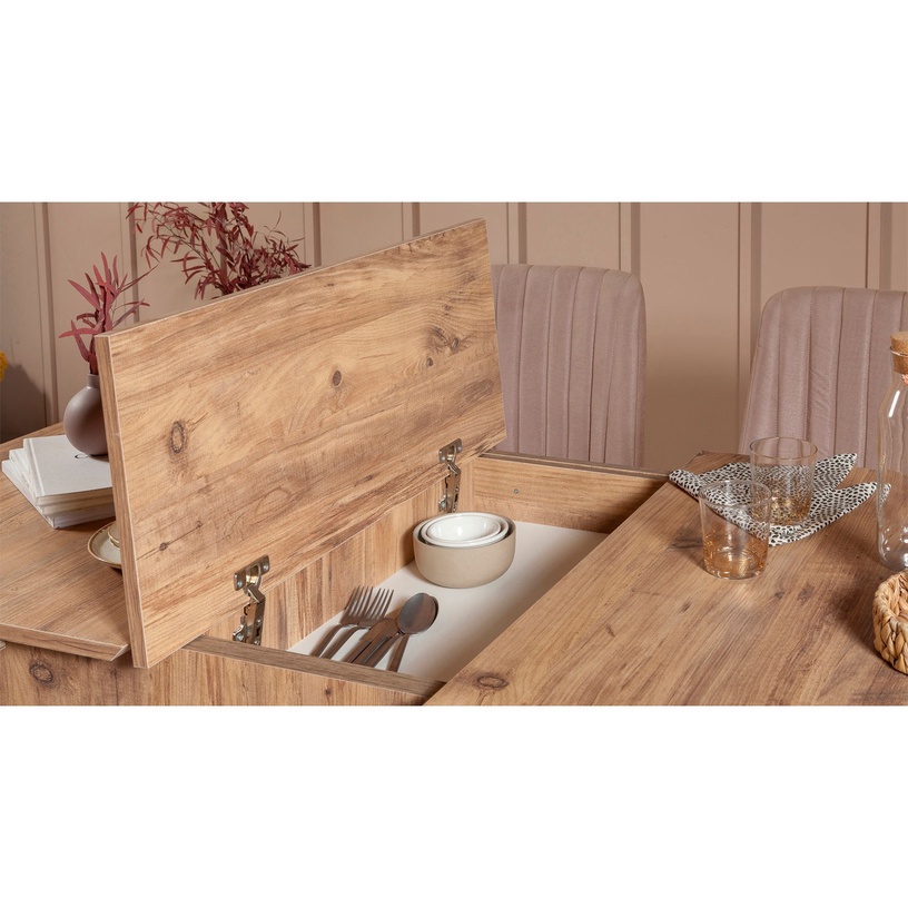 Ēdamistabas komplekts Kalune Design Vina, priedes/gaiši rozā