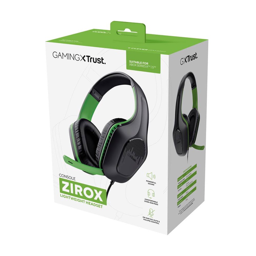 Проводные наушники Trust GTX 415 Zirox, черный/зеленый