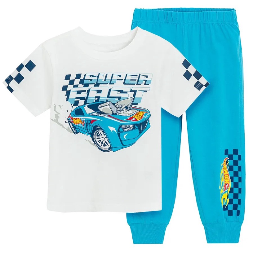 Пижамы, классическая, для мальчиков Cool Club Hot Wheels LUB2810698-00, синий/белый, 134 см