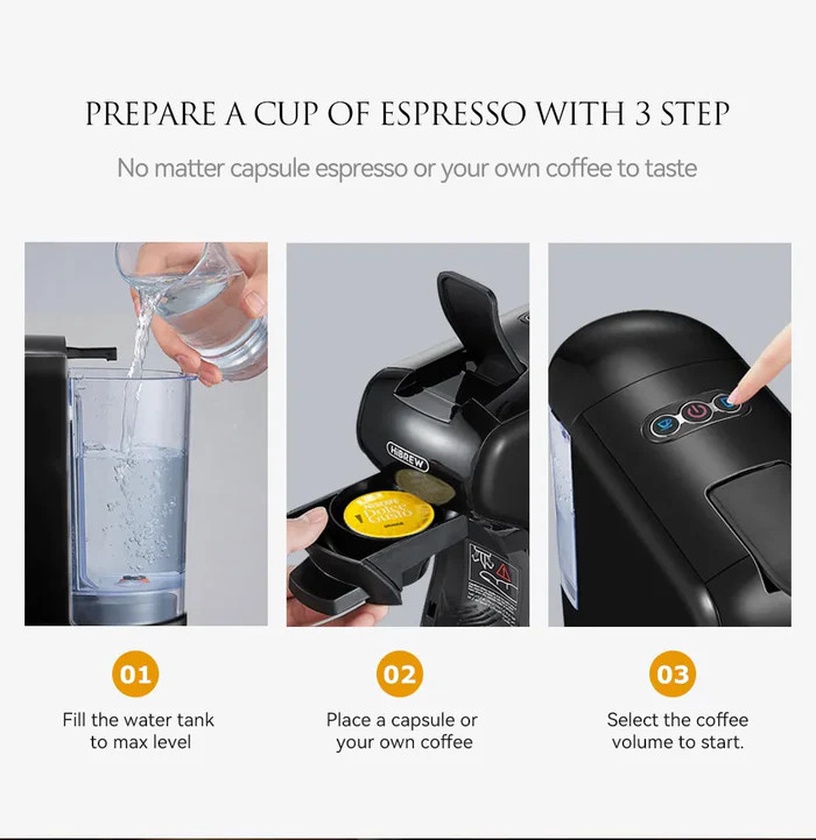 Капсульная кофемашина HiBREW H1A 4in1, белый/черный