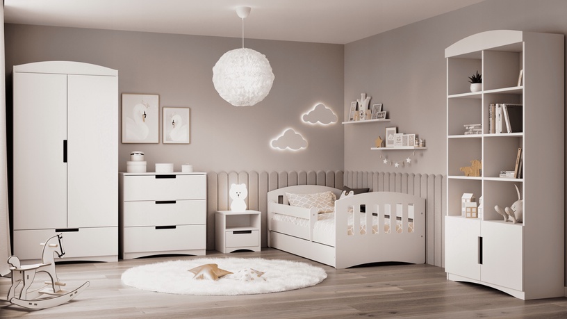 Bērnu gulta vienvietīga Kocot Kids Classic 1, balta, 80 x 140 cm, bez veļas kastes, ar matraci