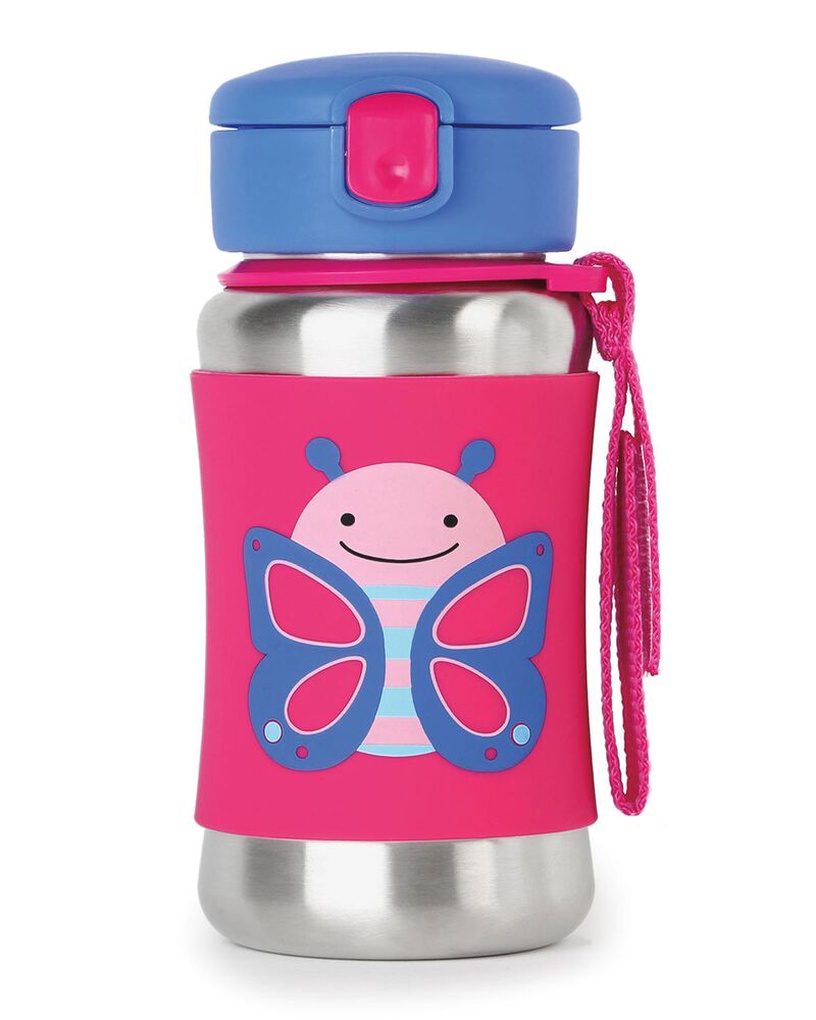 Детская бутылка SkipHop Zoo Stainless Steel Bottle, 350 мл, 1 г., 8.8 см, нержавеющая сталь, розовый