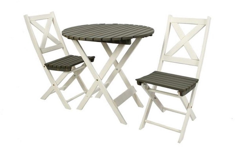 Välimööbli komplekt Picnic Round, valge/grafiit, 2 istekohta