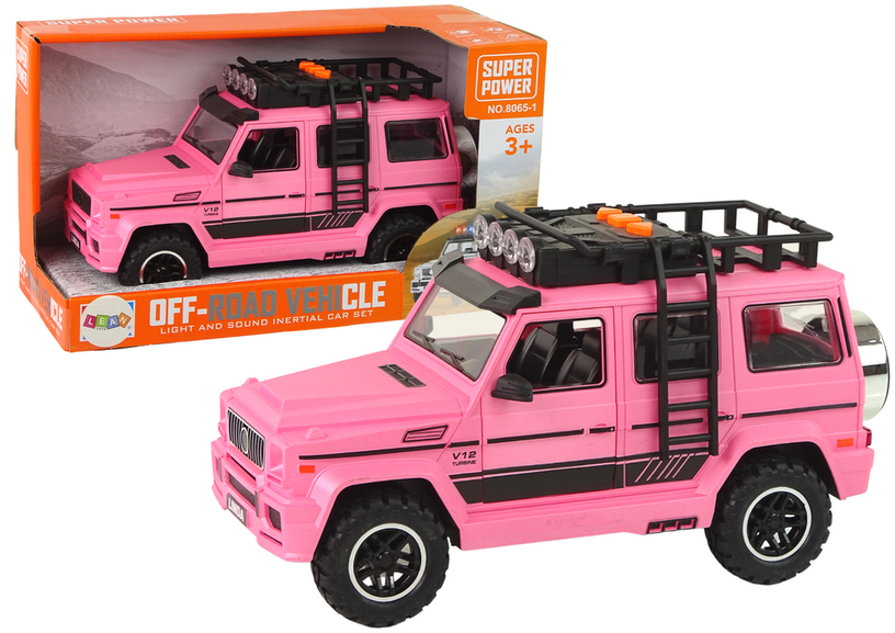 Rotaļu visurgājējs Lean Toys Off-Road Vehicle V12 Turbine 15498, rozā