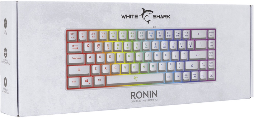 Klaviatūra White Shark RONIN White, Angļu (US), balta