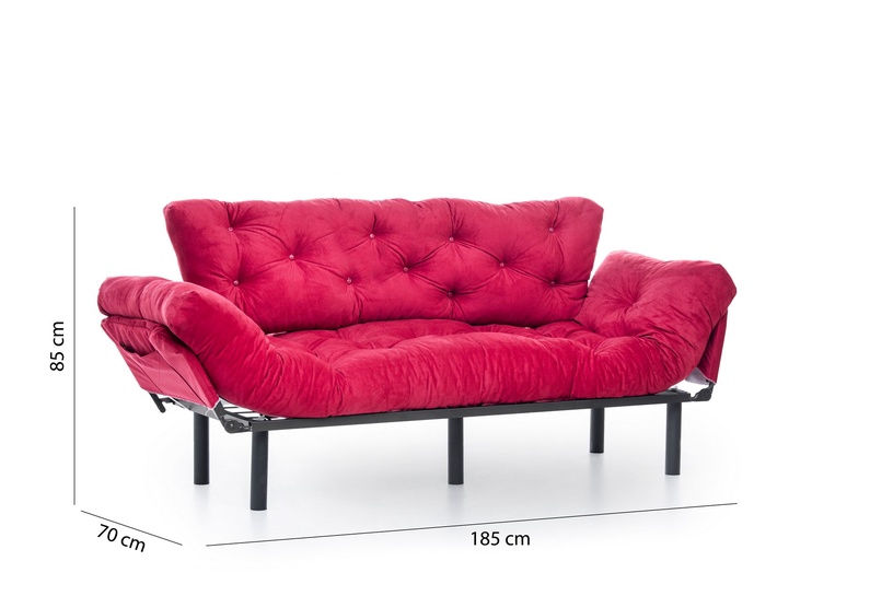 Dīvāns-gulta Hanah Home Nitta Triple, sarkana/rozā, 49 x 227 cm x 75 cm