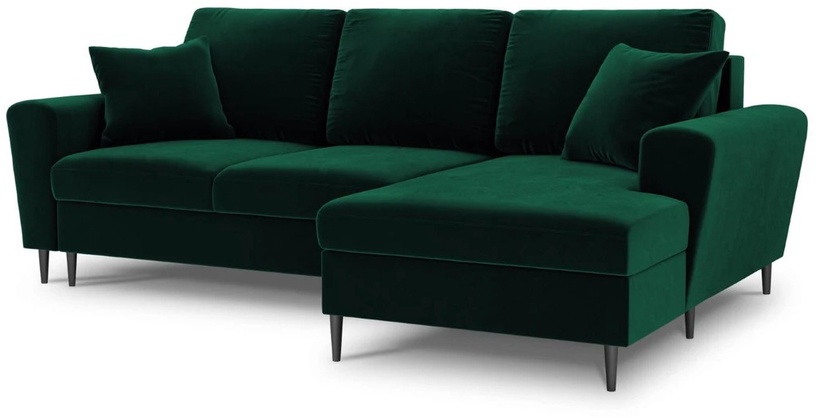 Stūra dīvāns Micadoni Home Moghan Velvet 4 Seats, tumši zaļa, labais, 241 x 145 cm x 88 cm