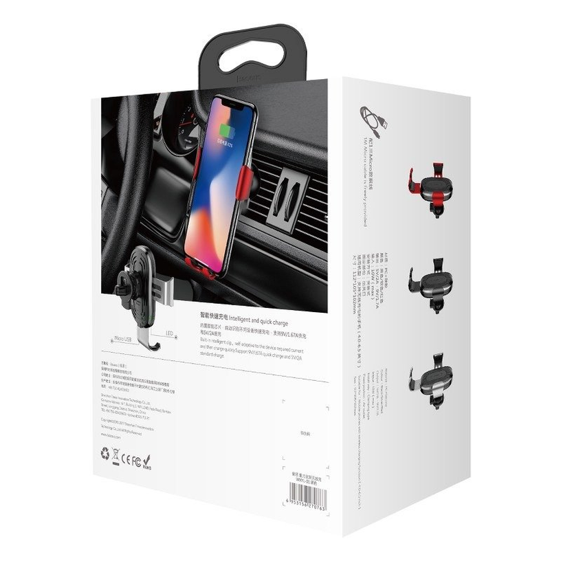 Auto telefona turētājs Baseus Gravity With Qi Charger, 4 - 6.5 "