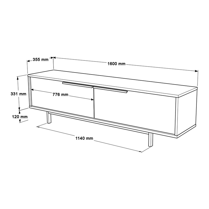 TV-laud Kalune Design ON1-SU, tamm/pähklipuu, 35.5 cm x 160 cm x 45.1 cm