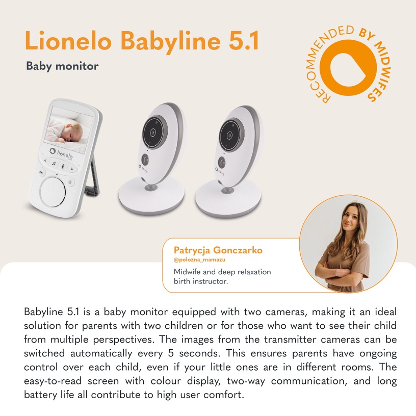 Beebimonitor Lionelo Babyline 5.1, valge