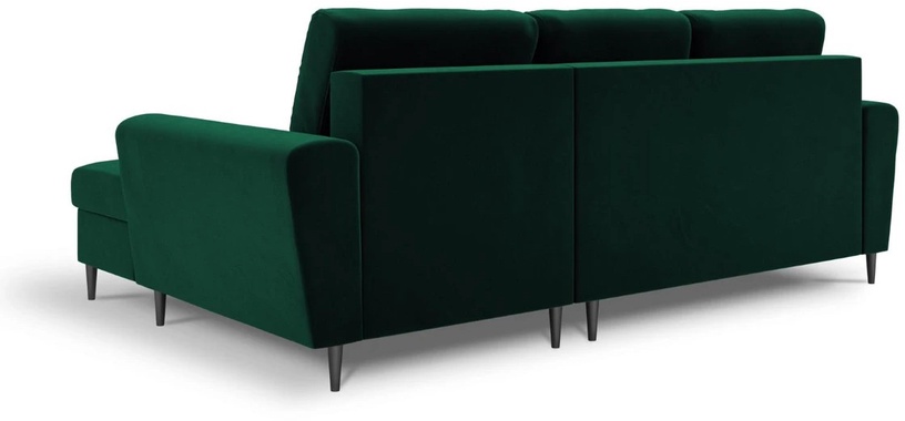 Stūra dīvāns Micadoni Home Moghan Velvet 4 Seats, tumši zaļa, labais, 241 x 145 cm x 88 cm