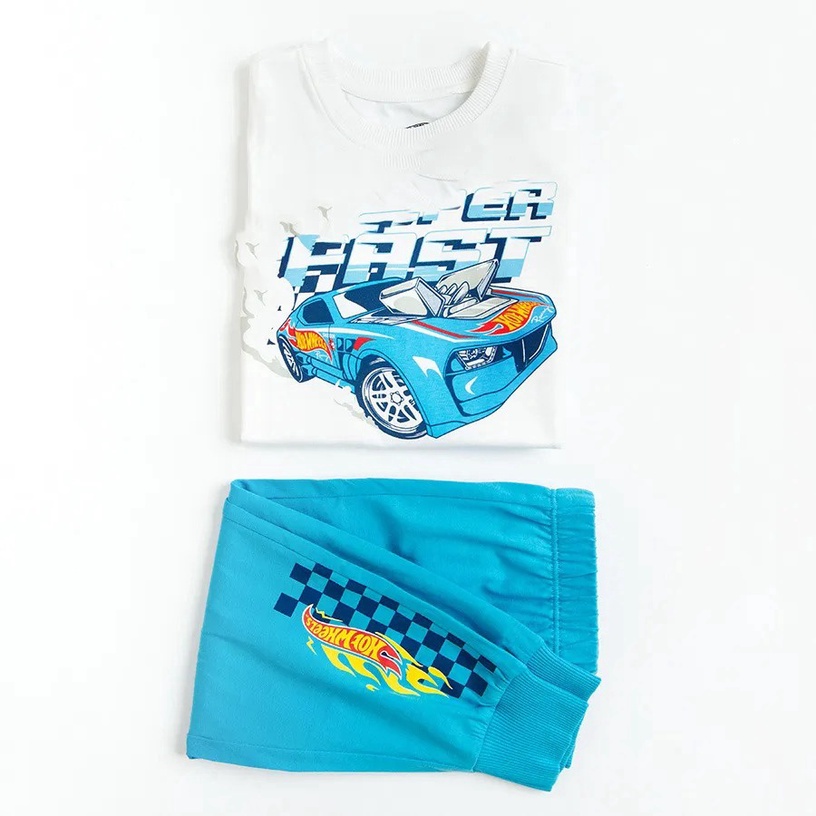 Пижамы, классическая, для мальчиков Cool Club Hot Wheels LUB2810698-00, синий/белый, 134 см