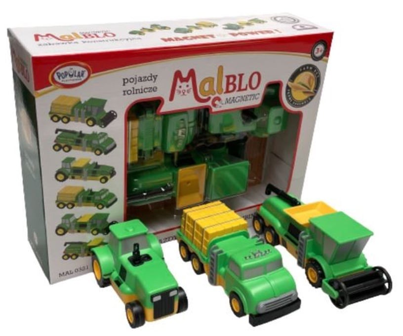 Transporta rotaļlietu komplekts Malik Magnetic MalBlo 0321, dzeltena/zaļa