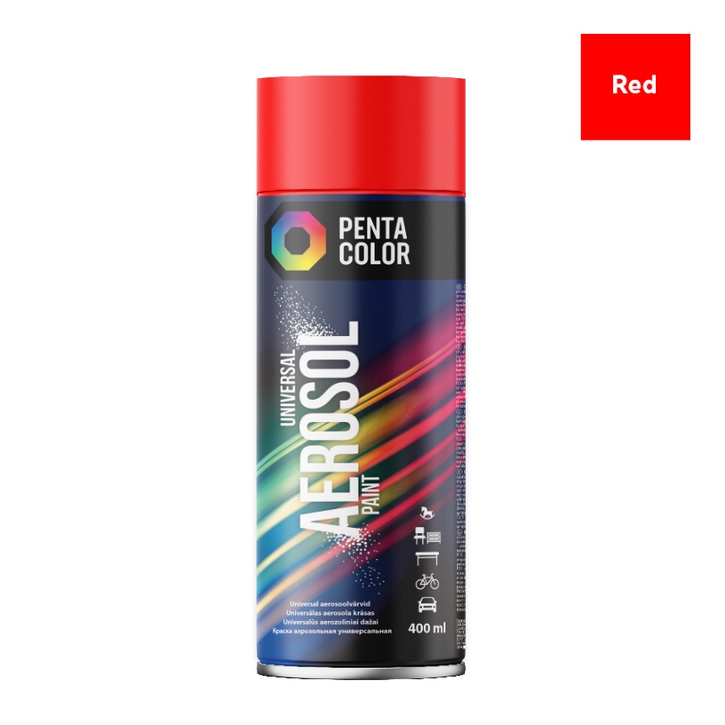 Aerosoolvärv Pentacolor Universal, tavaline, punane (ral 3020), 0.4 l