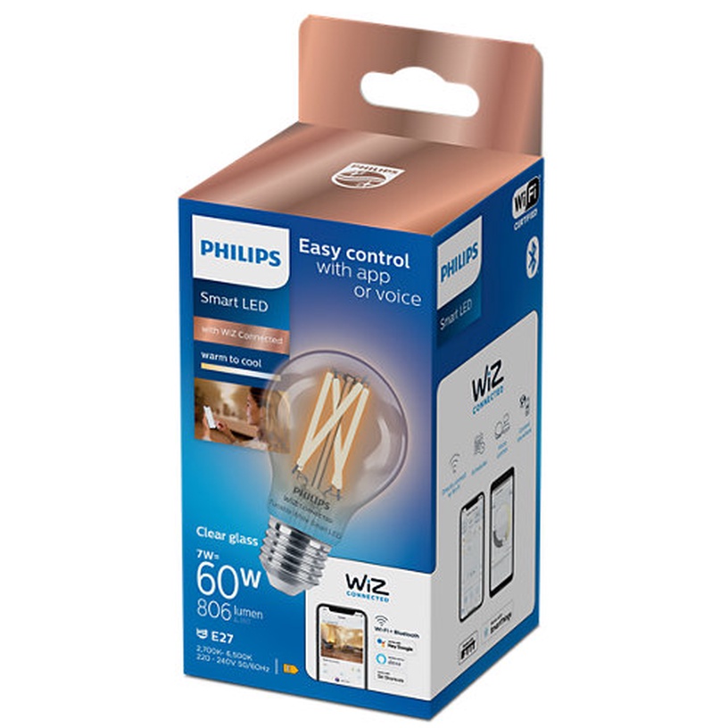 Nutikas pirn Philips Wiz LED, A60, 2700 - 6500 °K, E27, 7 W, 806 lm