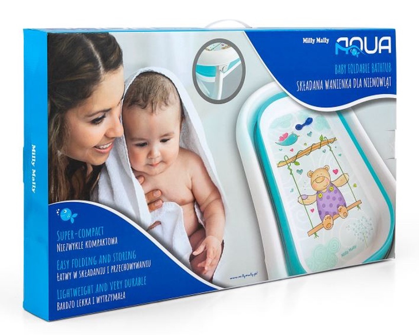Детская ванночка Milly Mally Foldable Bathtub Aqua, синий/белый, 80 см