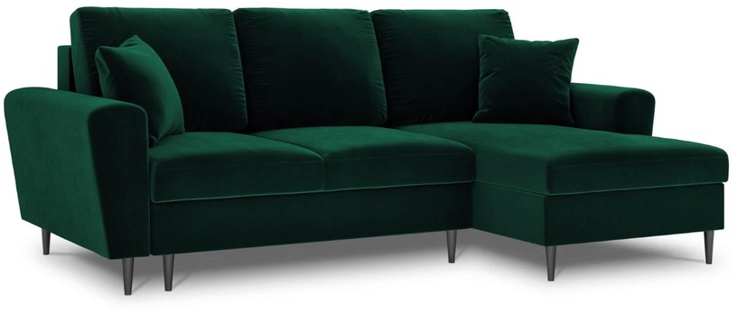 Stūra dīvāns Micadoni Home Moghan Velvet 4 Seats, tumši zaļa, labais, 241 x 145 cm x 88 cm