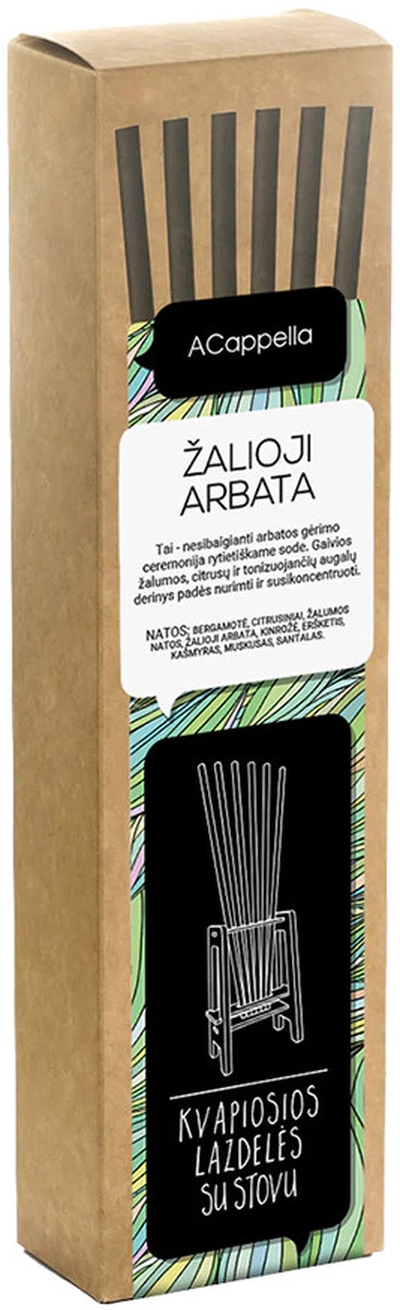 Mājas aromatizētājs, smaržu kociņi Acappella Green Tea, 6 gab.