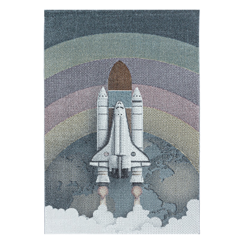 Paklājs iekštelpu Funny Space Rocket 2002902111, daudzkrāsains/zila, 290 cm x 200 cm