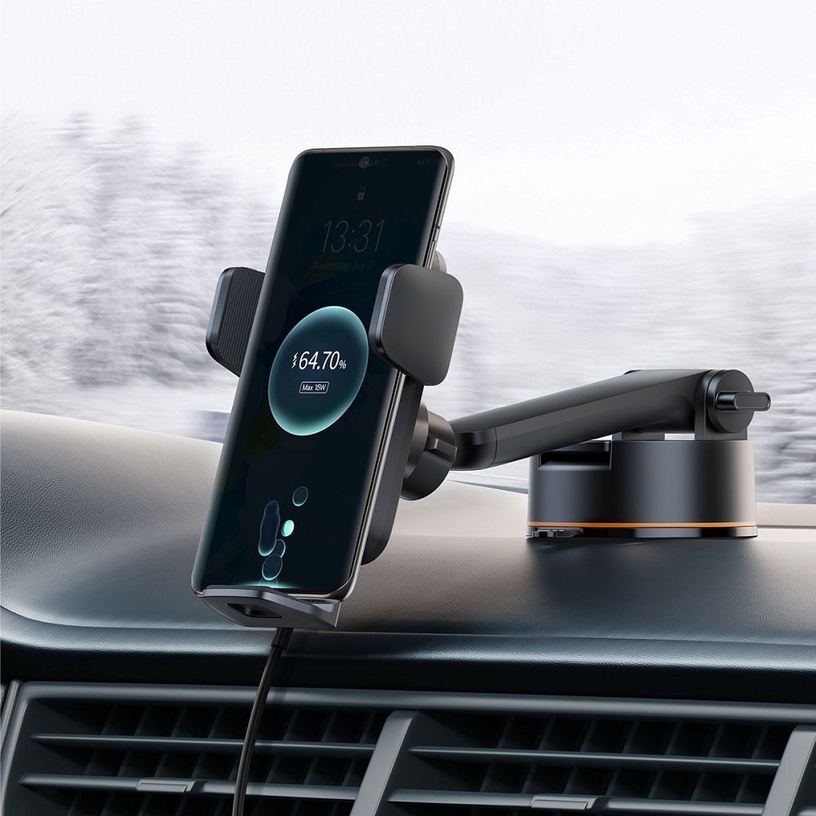 Auto telefona lādētājs Baseus Wisdom CGZX000101, USB Type-C, melna, 15 W