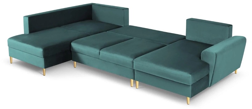 Диван-кровать Micadoni Home Moghan Velvet Panoramic, зеленый, левый, 313 x 194 см x 88 см