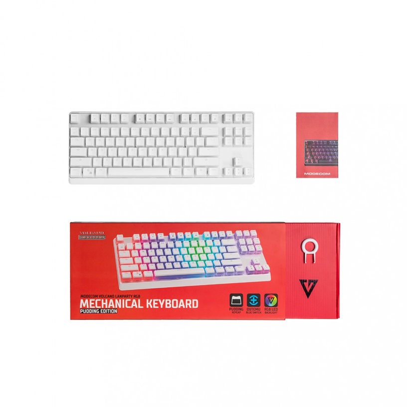 Клавиатура Modecom RGB Pudding Edition White Outemu Blue, EN, белый