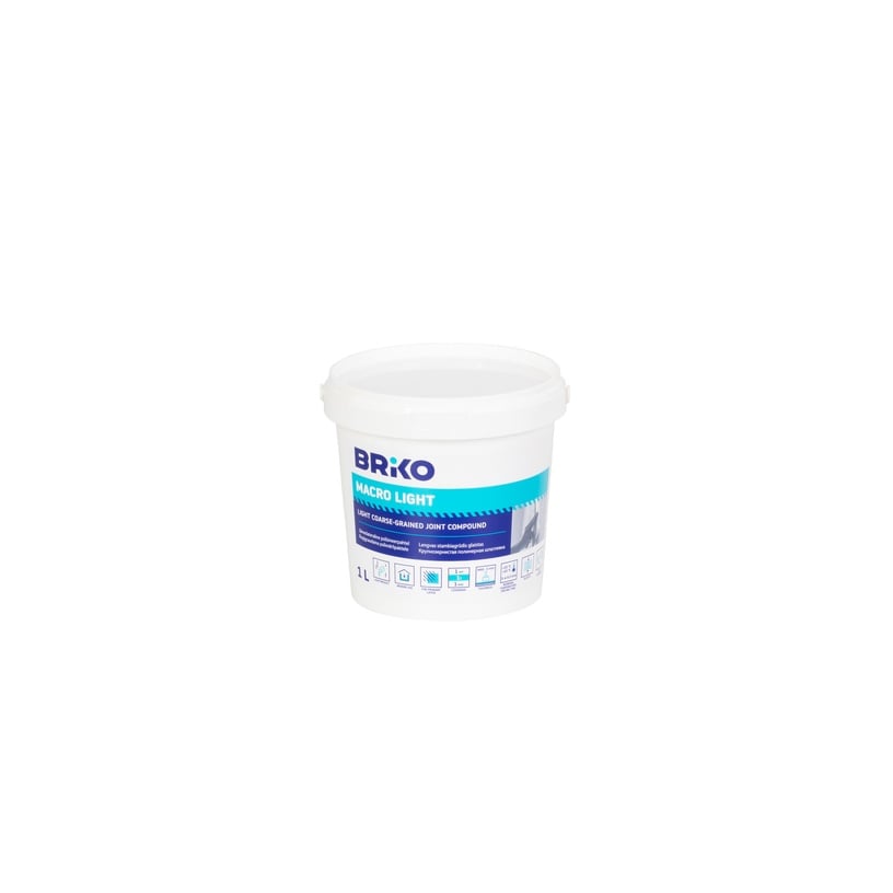 Шпаклевка Briko Macro Light, легкое грубозернистое, белый, 1 l