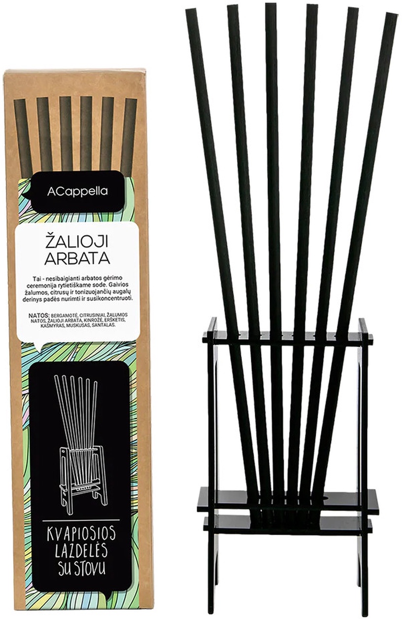 Mājas aromatizētājs, smaržu kociņi Acappella Green Tea, 6 gab.