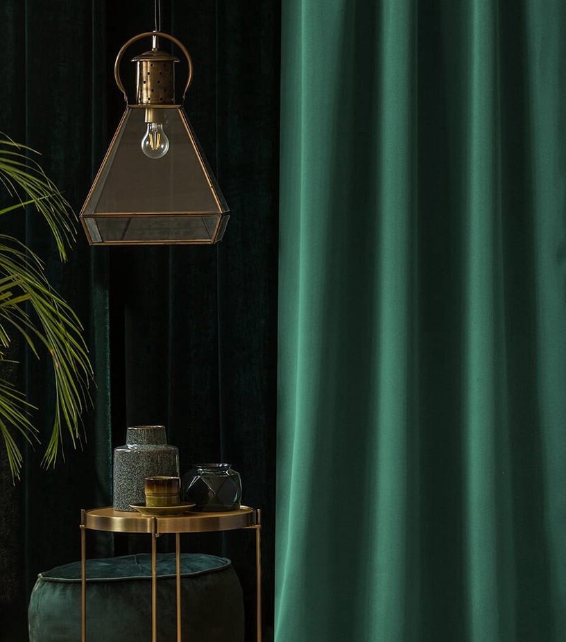 Nakts aizkari Room99 Aura, tumši zaļa, 140 cm x 250 cm