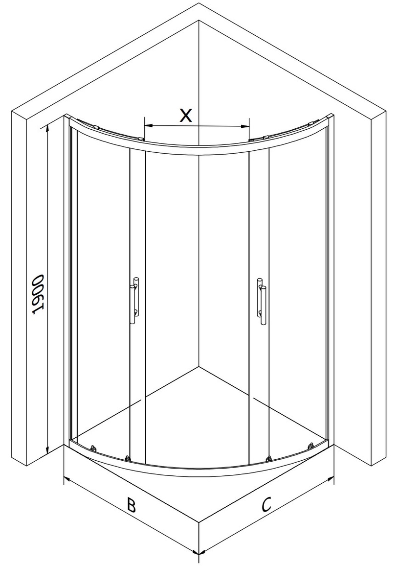 Dušas kabīne Mexen Rio 863-080-080-70-00-4170B, pusapaļā, 80 cm x 80 cm x 190 cm