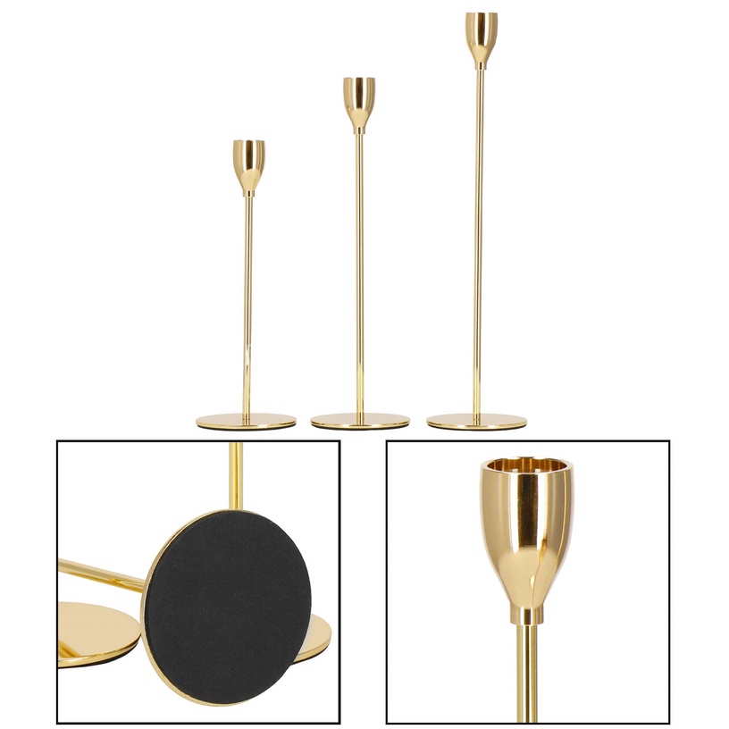 Svečturis Springos HA7264, metāls, Ø 8 cm, 33 cm, zelta
