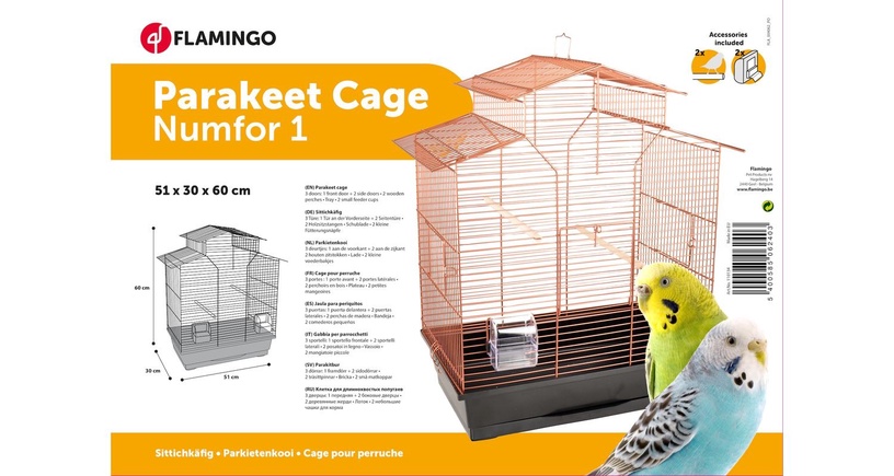 Клетка для птиц Flamingo Numfor 1, 51 см x 30 см x 60 см