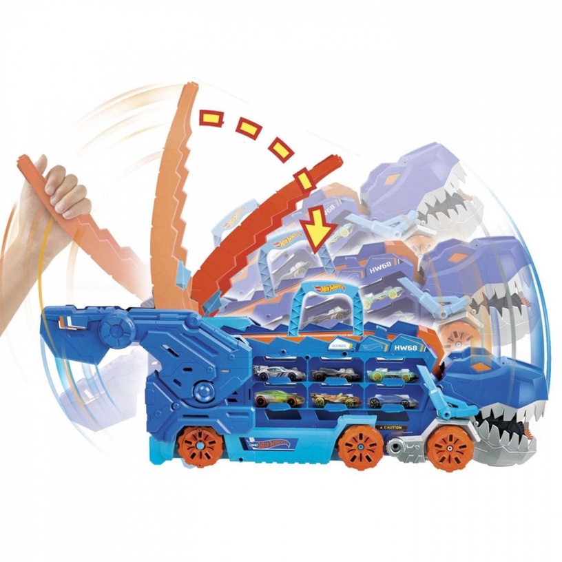 Rotaļlietu smagā tehnika Mattel Hot Wheels City Ultimate T-Rex Transporter HNG50, zila