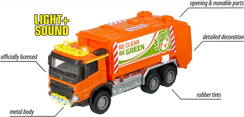 Rotaļlietu smagā tehnika Simba Volvo Truck Garbage Collector 213743000, 1:43, oranža