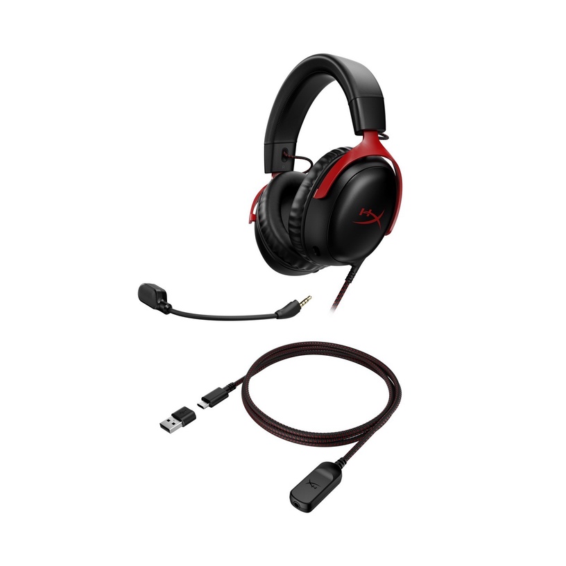 Juhtmega mänguri peakomplekt HyperX Cloud III, must/punane