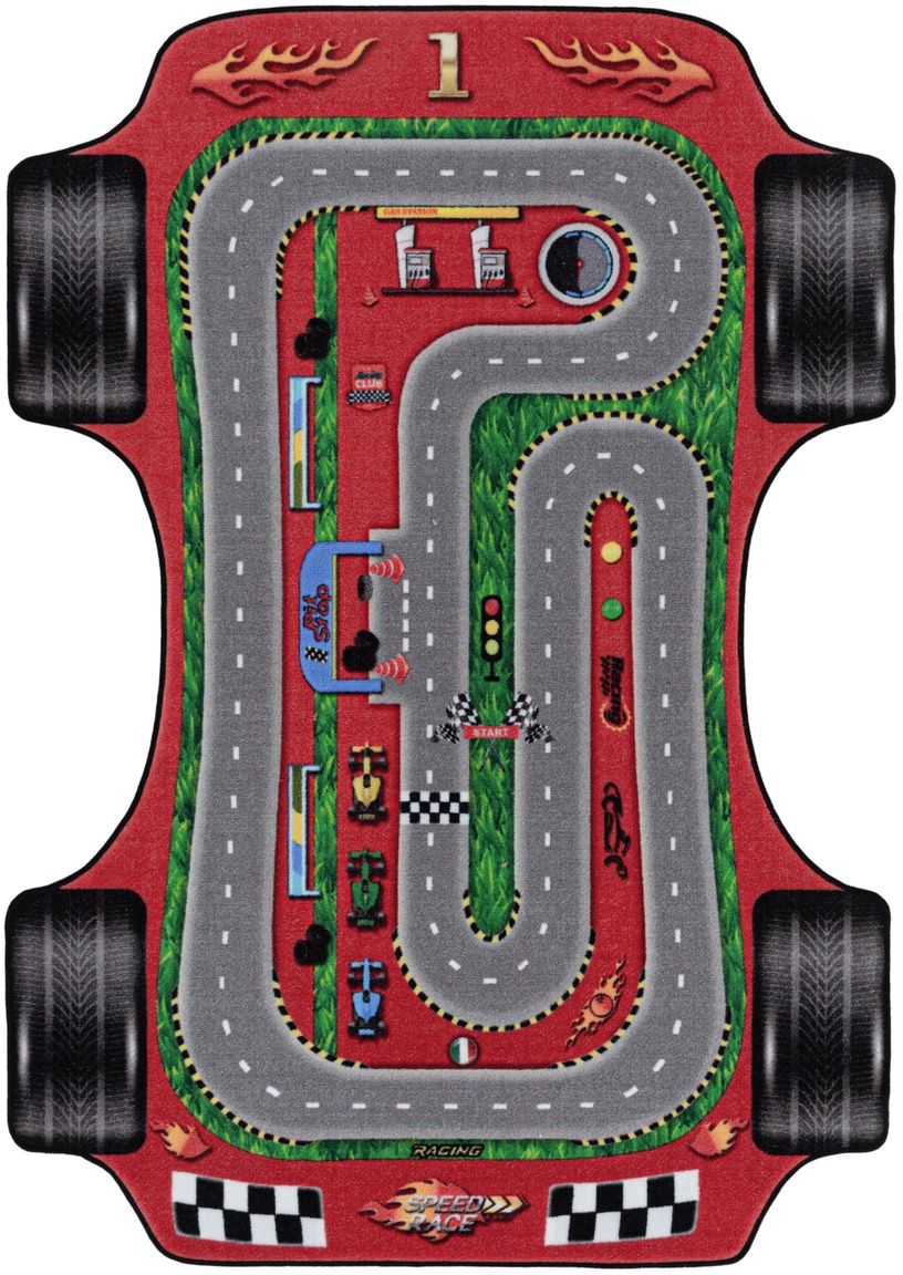 Paklājs iekštelpu Play Racetrack, sarkana, 200 cm x 140 cm