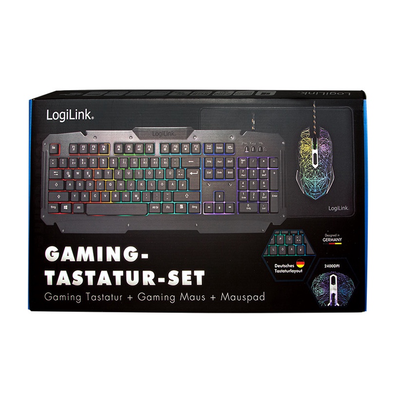 Клавиатура Logilink Gaming-Set ID0185, DE, черный/многоцветный