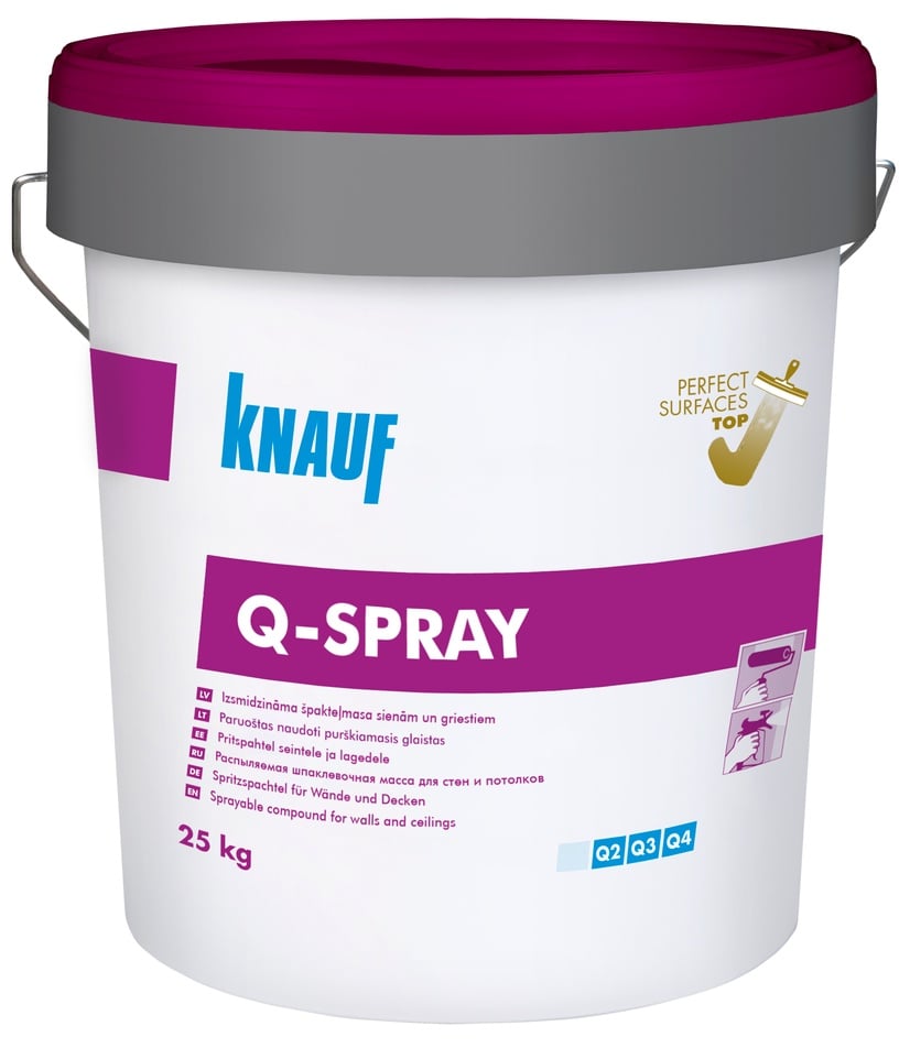 Pahtel Knauf Q-SPRAY 762614, pihustamiseks / rullimiseks, valge, 25 kg