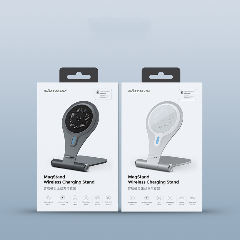 Беспроводное зарядное устройство Nillkin MagStand, Qi Wireless/USB-C female, серебристый